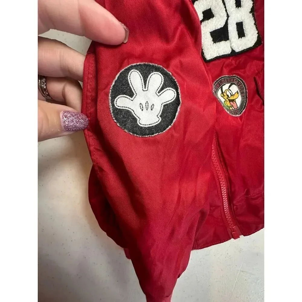 Disney Baby 18 Months Unisex Mickey Pluto Red Bomber Jacket With Patches NWOT